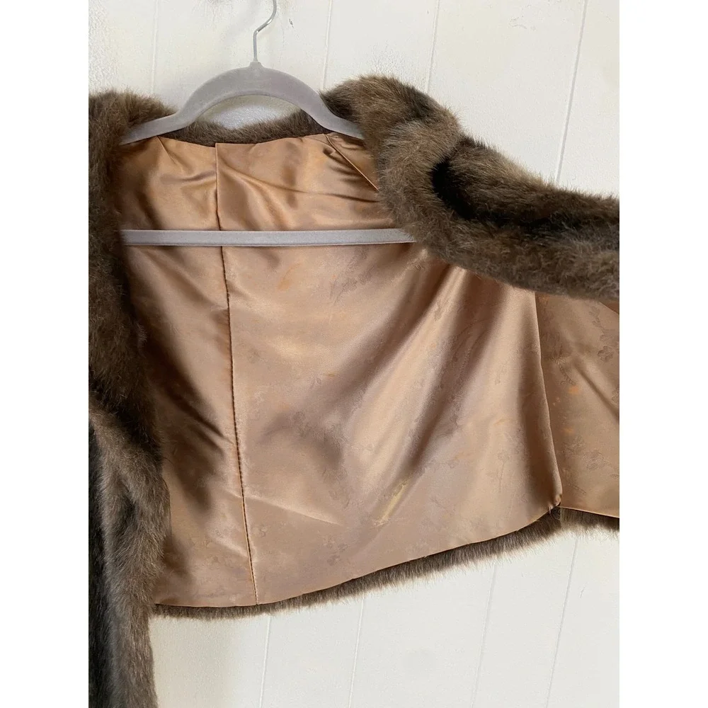 Regina Glenara by Glenoit Vintage Faux Fur Stole Wrap Brown Striped Shawl Collar